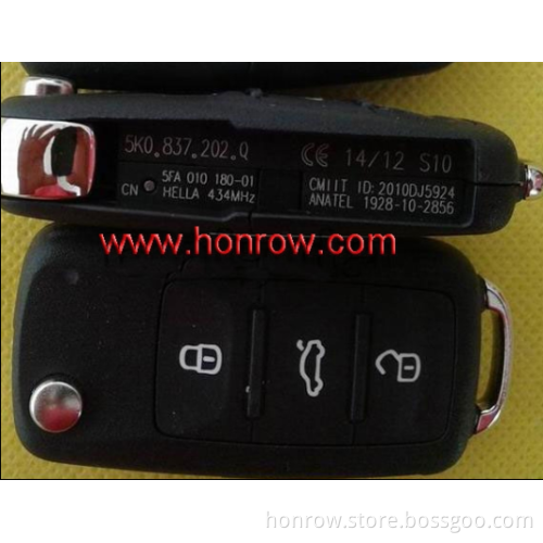 New remote VW 3 button remote key Model Number is 5KO-959-753-N 434MHZ